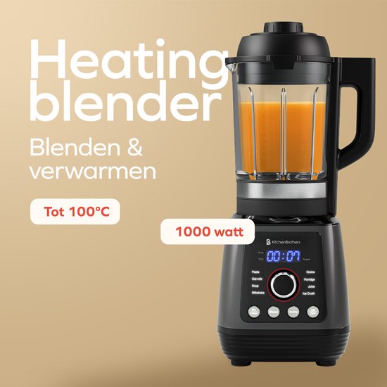 KitchenBrothers Blender - Thermoblender - 1.75L - Kochfunktion - 700+1000W - Smoothie Maker - Ice Crusher - Schwarz