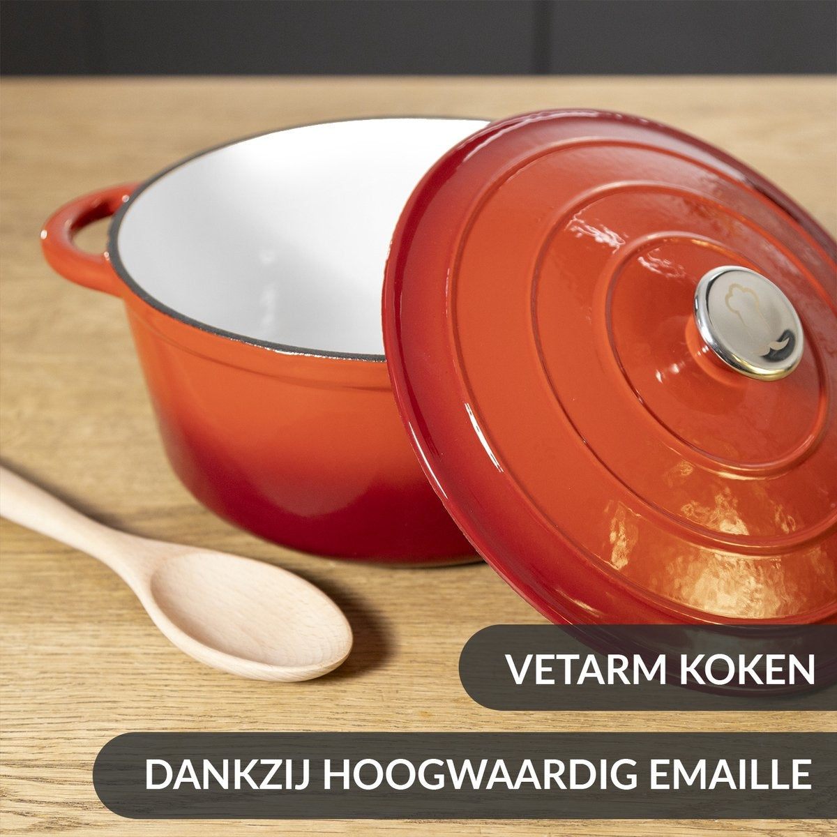 Chefarone Gusseisen Pfanne - Kasserolle - Inklusive Deckel - Geeignet für alle Wärmequellen - Cocotte / Emaille