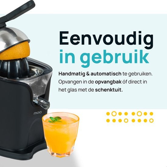 MOA Zitruspresse - Zitruspresse - Elektrische Orangenpresse - Zitronenpresse - 2 Presskegel - Schwarz - CJ408B