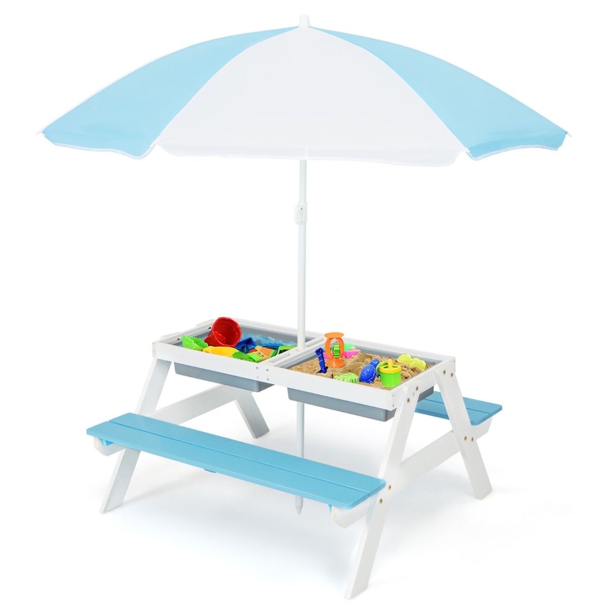 Coast 3-in-1-Picknicktisch-Set für Kinder – mit Sonnenschirm und Bänken – mehrfarbig