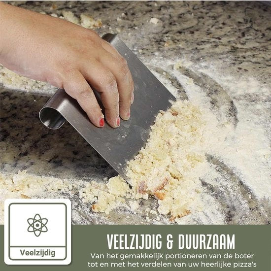 COOCK - Teigschaber aus Edelstahl - Teigschaber - Gemüseschneider - Pizzamesser - Teigschneider - Kuchen- und Tortenschaber