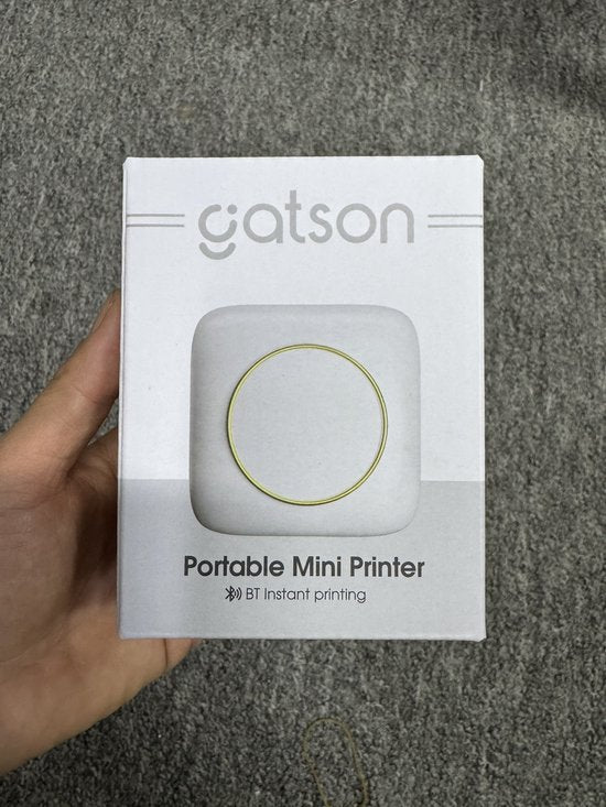 Gatson Mini-Drucker - Inklusive 14 Rollen Papier (Sticker, Normal & Farbe) + 5 Stifte - Mini-Drucker für das Handy - Pocket-Drucker - Mobiler Fotodrucker