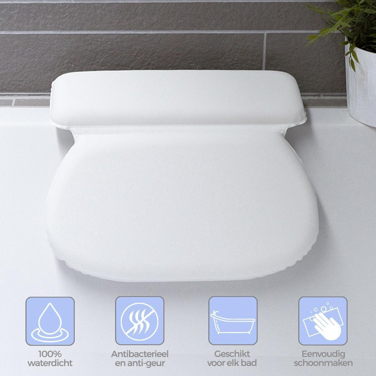 LifeGoods Badekissen - mit Anti-Rutsch-Saugnäpfen - für Bad und Whirlpool - Weiß