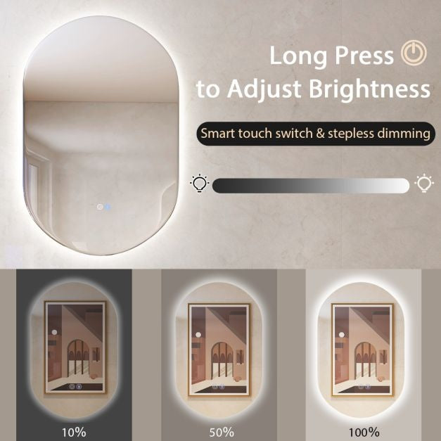 Coast Dimmbarer Led Spiegel für Badezimmer - Wandspiegel - 80x50 cm