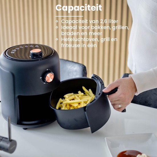 Nexxt Mini Airfryer mit 8 Garprogrammen - 2,6-Liter-Heißluftfritteuse zum Backen, Grillen, Braten - Timer und automatische Abschaltung - 1000W