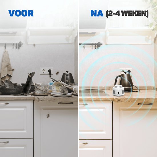 Vulpes Goods® Repellent - Ultraschall-Mausvertreiber - Schädlingsvertreiber für Innenräume - Tierfreundliche Mäuse- und Insektenbekämpfung - Tierfreundliche Mausefalle - 360 Grad Schutz - Schädlingsvertreiber - MAX Version - Weiß