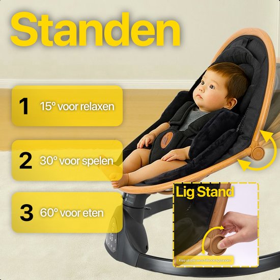 MATTI® - Elektrischer Schaukelstuhl - Babyschaukel - Schaukelstuhl - Babyschaukel - Inkl. Bluetooth & Fernsteuerung