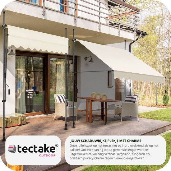 tectake - Klemmmarkise - Sonnenschirm - Verstellbar - Klemmmarkise - Sonnenschirm Balkon - 200 x 180 cm - beige - Markise - 404957