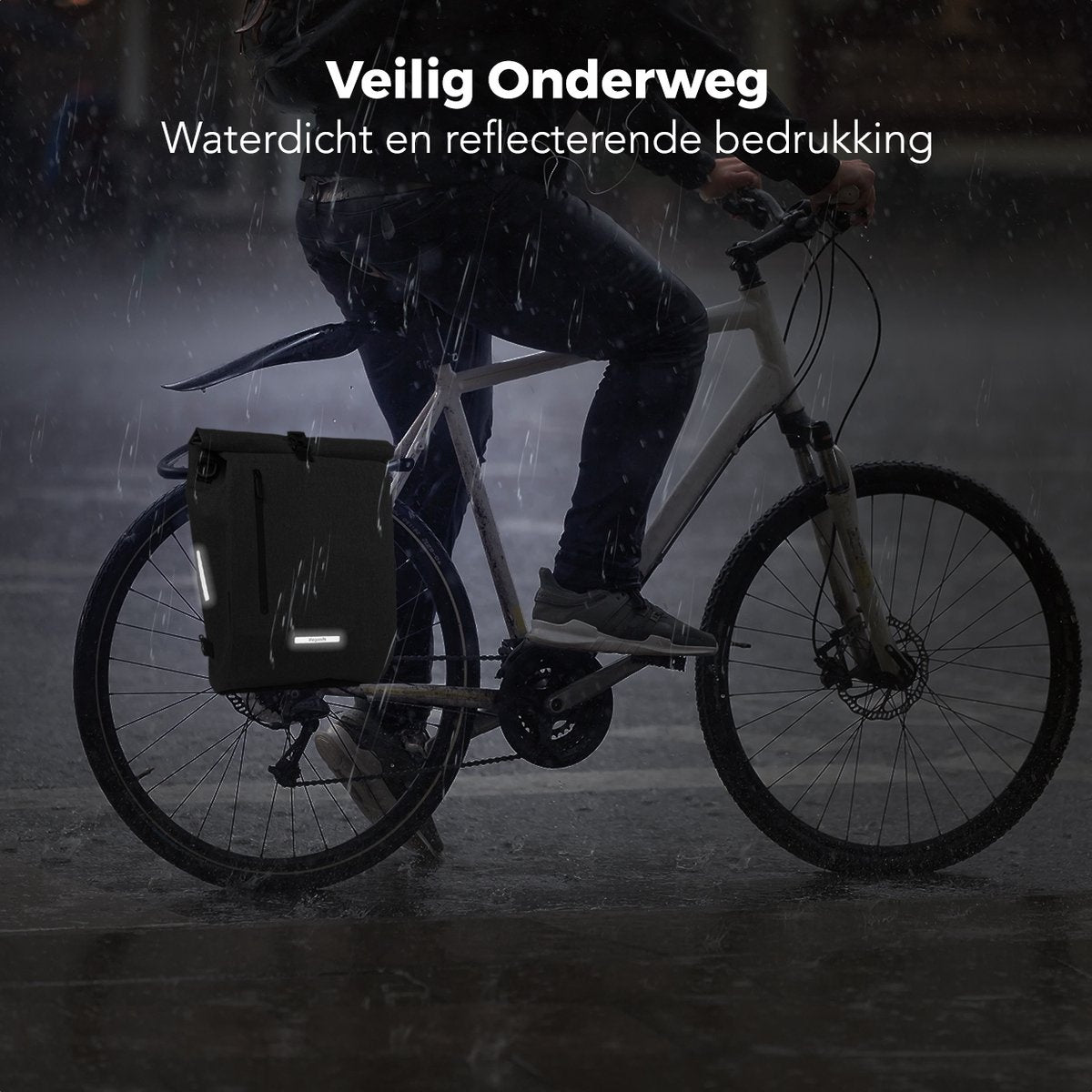 LifeGoods Single Bicycle Bag - Kompakt - Umhängetasche und Rucksack - 25L - Runder Gepäckträger - Wasserdicht - Schwarz
