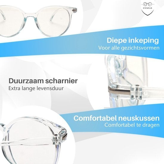 LC Eyewear Displaybrille - Blaulichtbrille - Inkl. Brillenetui - Unisex - Transparent Blau