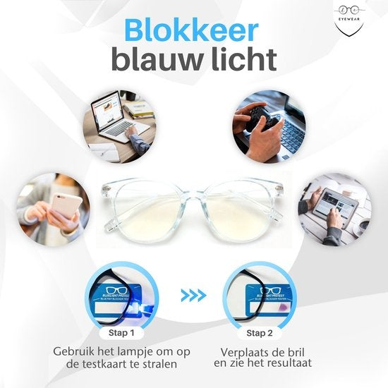 LC Eyewear Displaybrille - Blaulichtbrille - Inkl. Brillenetui - Unisex - Transparent Blau