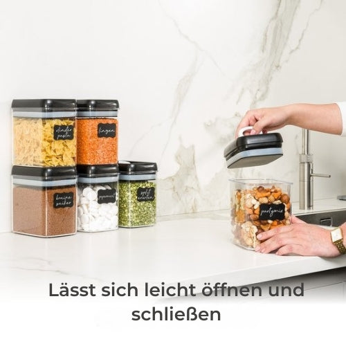 Stosh- Vorratsgläser - Vorratsdosen - 6 Stück - 1.5L - BPA frei - Kunststoff - schwarz