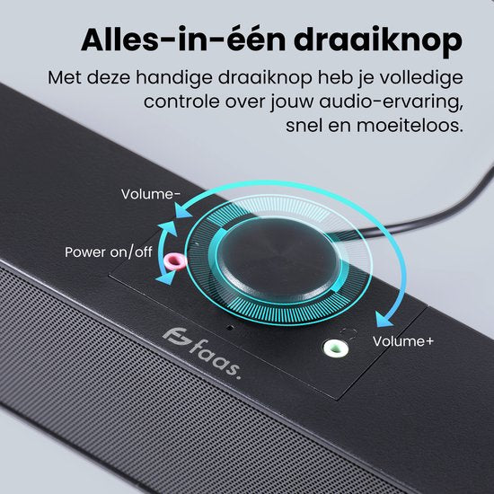 PC-Lautsprecher 2.1 - Mit Mikrofon und Bluetooth 5.0 - Soundbar für PC - USB-C und USB-A - Schwarz - von Faas