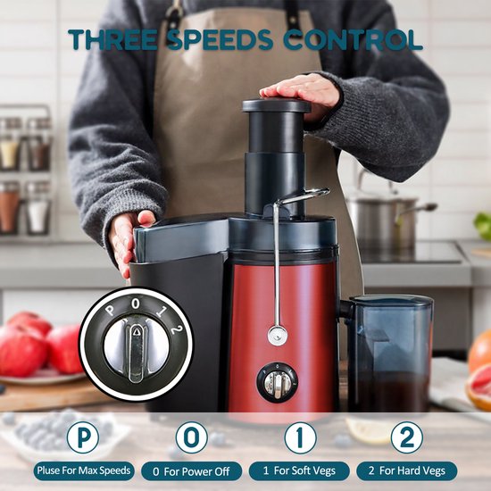 Fuegobird L811 Schnell-Entsafter – Power Juicer – Edelstahl – 400 Watt – Rot