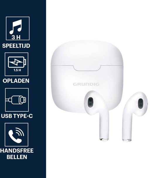 Grundig Wireless Earbuds - Bluetooth In Ear Earbuds 200mAh - Ohrhörer kabellos mit 3 Stunden Spielzeit - Ohrhörer zum Freisprechen - inkl. Ladecase USB-C Ladekabel