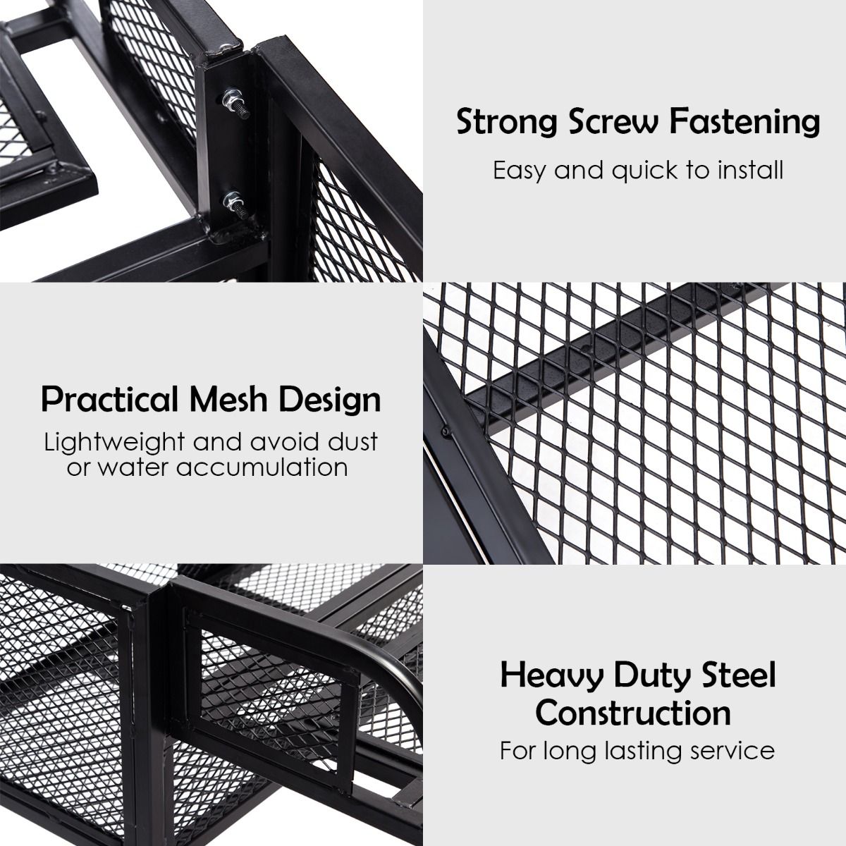 Coast Metall-Gepäckkorb für ATVs mit Mesh-Design - großer Stauraum auf 2 Ebenen - 104 x 67 x 31,5 cm - Schwarz