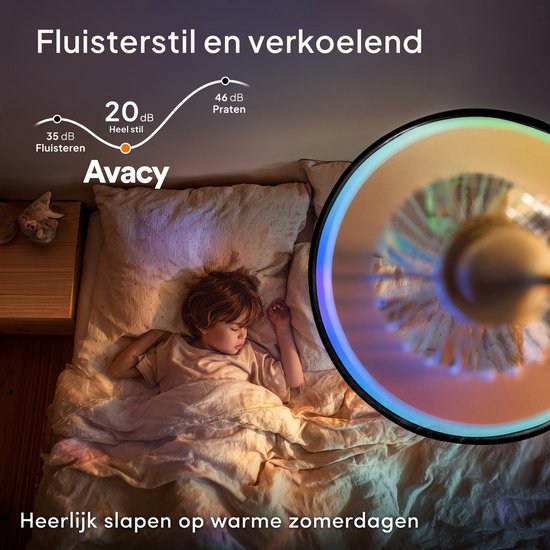 Avacy Deckenventilator mit Beleuchtung – Deckenventilator mit Lampe – Deckenleuchte – LED RGBW – Tuya WLAN Smart – Fernbedienung – ⌀ 50 cm – Schwarz
