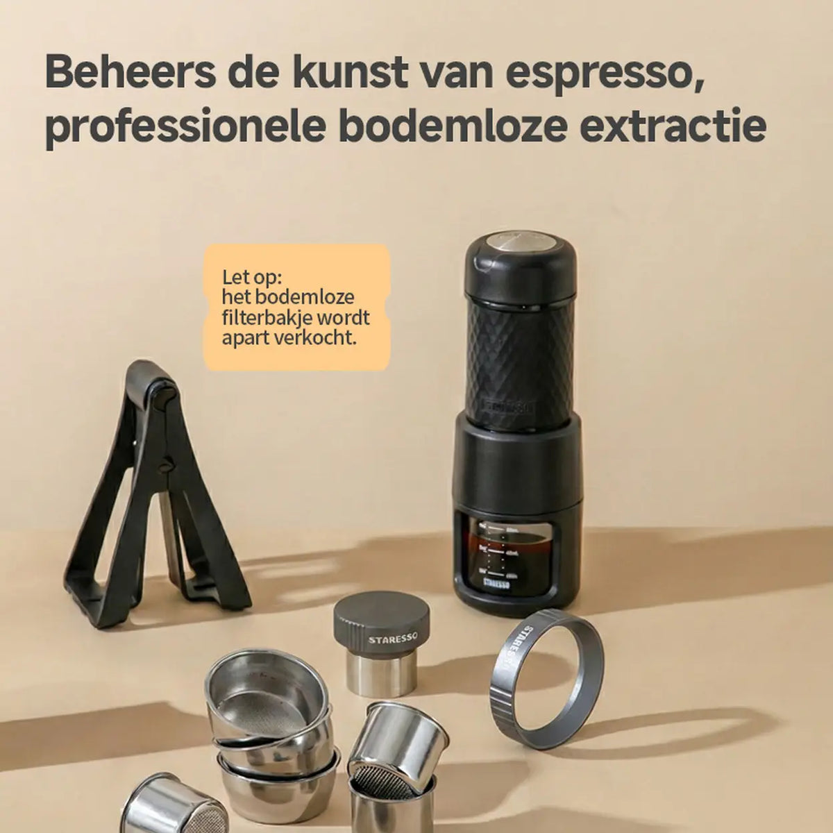 STARESSO tragbare manuelle Espressomaschine – Kapseln und gemahlener Kaffee