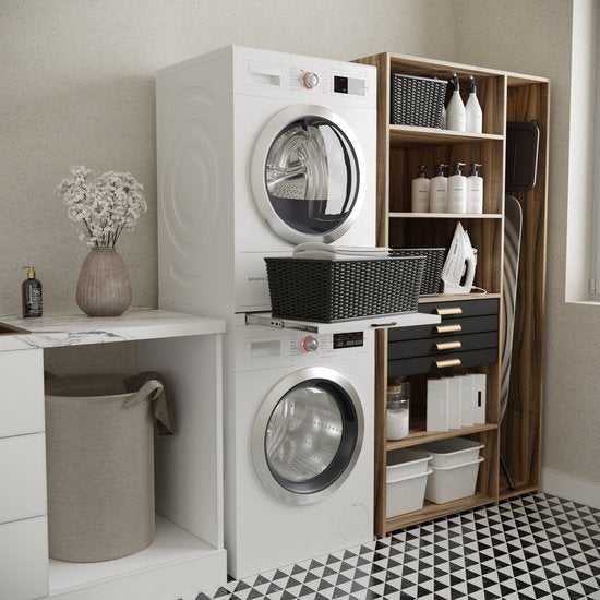 Waschhöhenausgleich® Zwischenstück für Waschmaschine und Trockner – Stapelset für Waschmaschine und Trockner – Zwischenrahmen – Für alle Modelle geeignet – Weiß