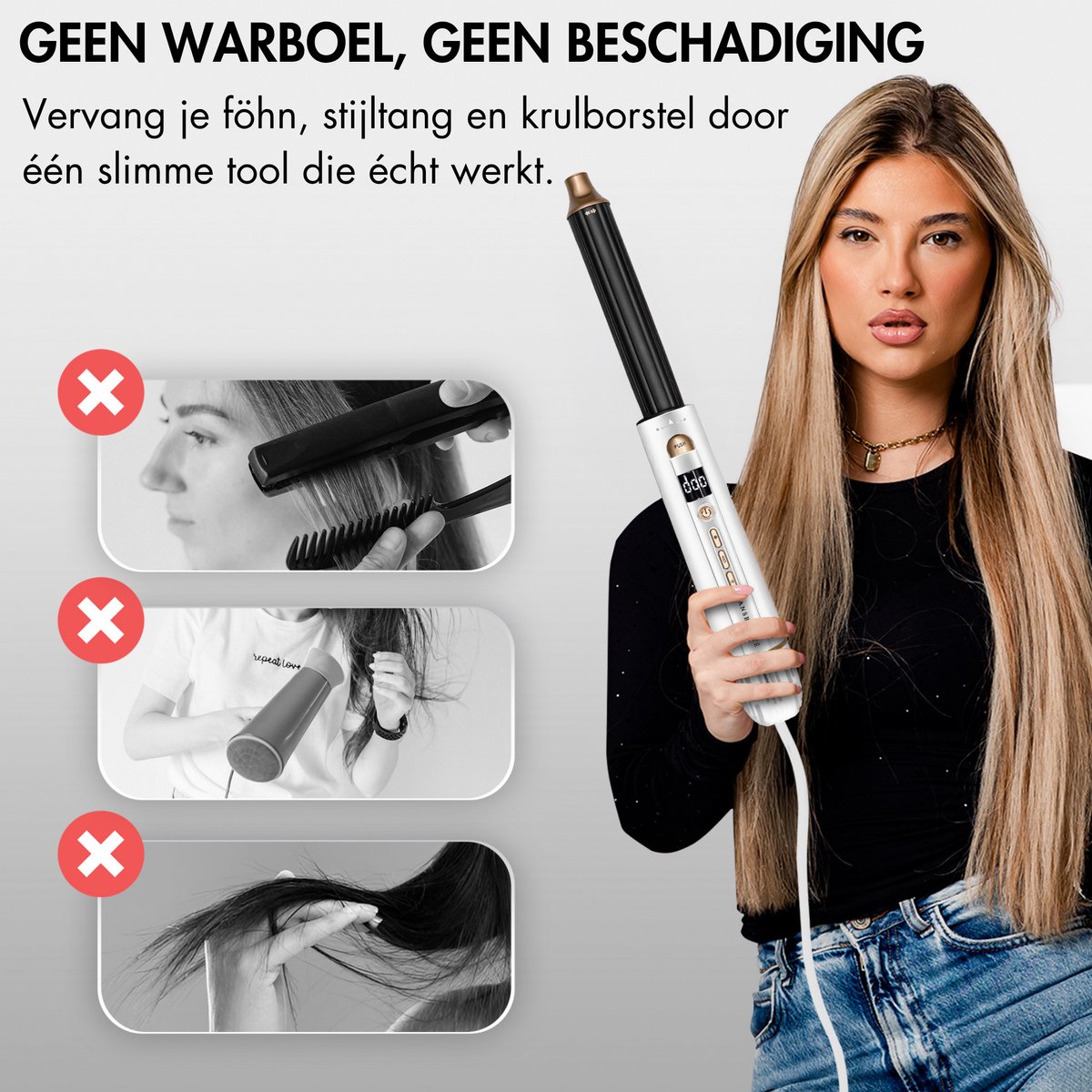 Sansbeauté 4-in-1 Airstyler - Multistyler - Föhnbürste - Lockenbürste - Stylingbürste - 1400W - Ionen-Technologie - Weiß/Gold