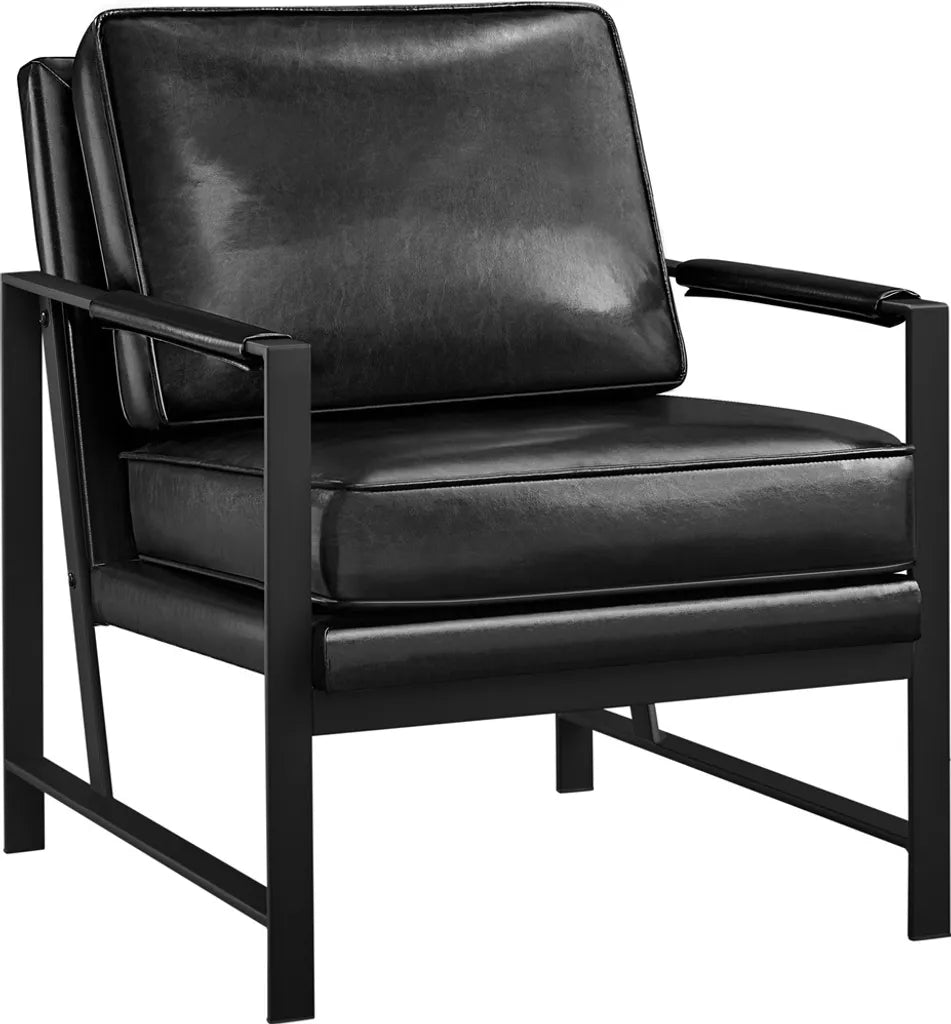 Yaheetech Retro-Relaxsessel aus Kunstleder, Schwarz