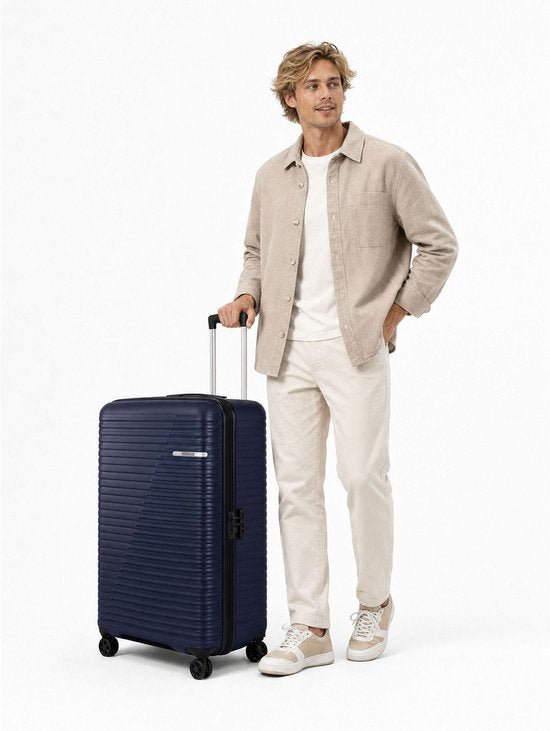 American Tourister Liftoff 4-Rad-Trolley 78 cm mit Erweiterungsfalte – Hartschalenkoffer – TSA-Schloss – Midnight Blue