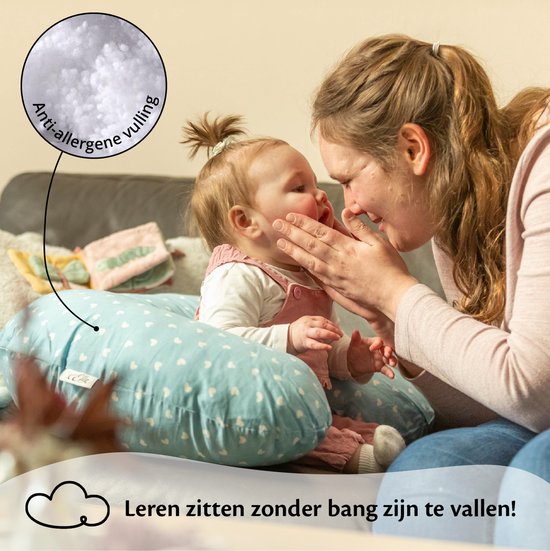 EL Life Stillkissen - Schwangerschaftskissen - Seidenkissen - Blau mit Herzchen