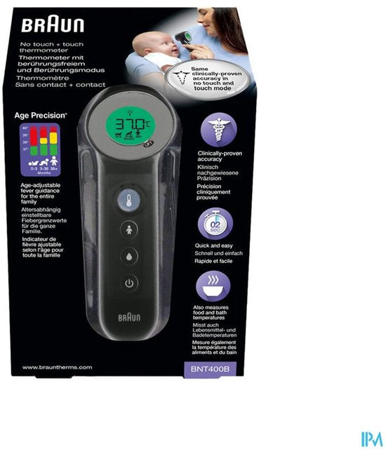 Braun BNT400B Age Precision Touch/No Touch Fieberthermometer Anthrazit