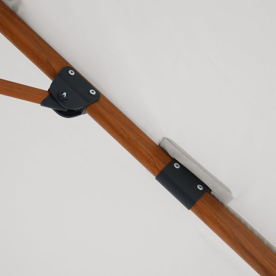 AXI Marisol Schwebeparasol Ø 300 cm Holzoptik/Beige inkl. Schutzhülle – Pulverbeschichtetes Aluminiumgestell mit Kreuzfuß – Um 360° drehbar – Neigbar – UV-beständiges Tuch
