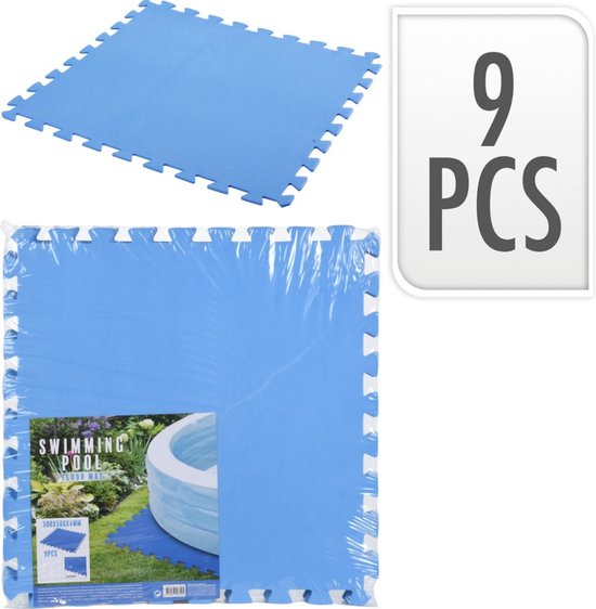 Free And Easy - Pool-Unterlegfliesen - Puzzlematte - Schaumstoff - 50 x 50 cm - 9 Stück - Blau