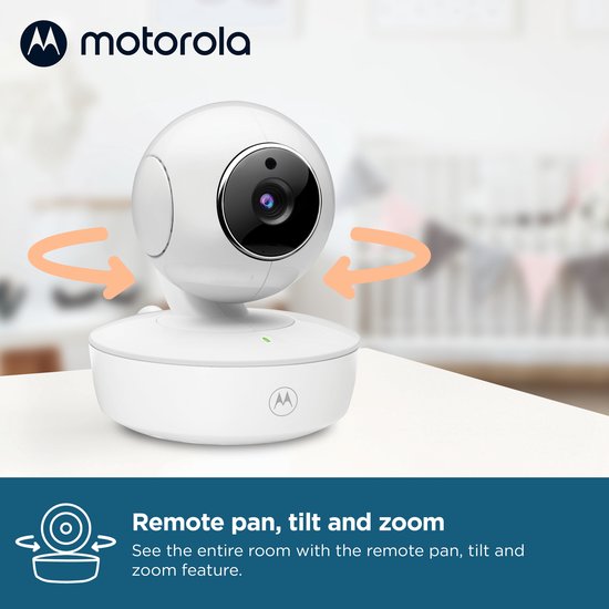 Motorola Nursery Babyphone mit Kamera – Babyphone VM 55 – Babykamera mit Farbdisplay, Zwei-Wege-Kommunikation und Infrarot-Nachtsicht – 300 m Reichweite – Zoomen, Neigen und Drehen
