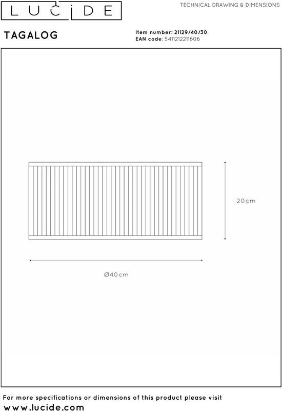 Lucide TAGALOG – Deckenleuchte – Ø 40 cm – 1xE27 – Schwarz – Japandi