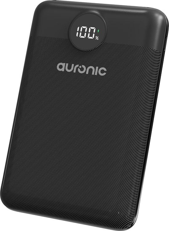 Auronic Powerbank - Schnellladegerät für iPhone und Samsung - 20.000 mAh - 22,5 W - 3 Ladeanschlüsse - Schnellladen über USB-A und USB-C - Schwarz