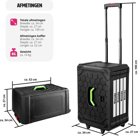 Tectake Werkzeugkoffer - 200-teilig - 4 Schubladen - Trolley - Schwarz