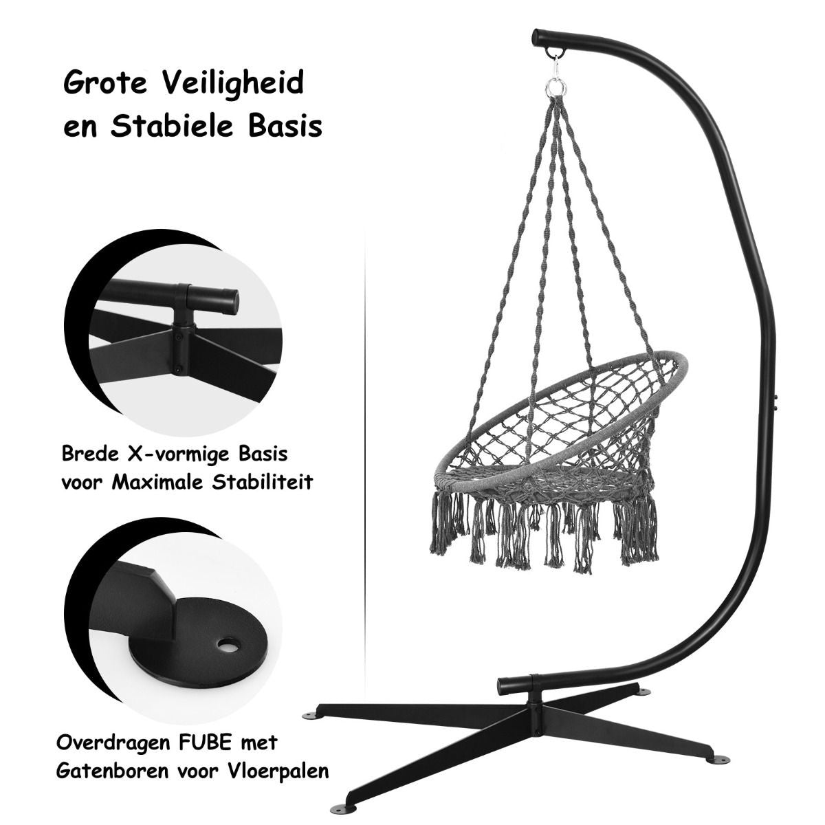 Coast C-förmiger Hängestuhlständer - 207cm - 150kg Tragkraft - Schwarz