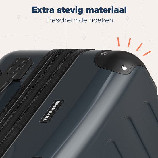 TRVLMORE - Kofferset - 3 Stück - 45L Handgepäck + 75L und 115L geräumiges Gepäck - TSA Schloss - Leichtgewicht - Reisekofferset - Dunkelgrau