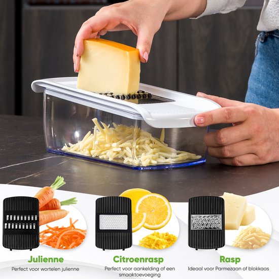 Stosh Mandoline - Gemüseschneider - Zwiebelschneider - Spiralschneider - Reibe - Kunststoff - 11 Stück - BPA frei