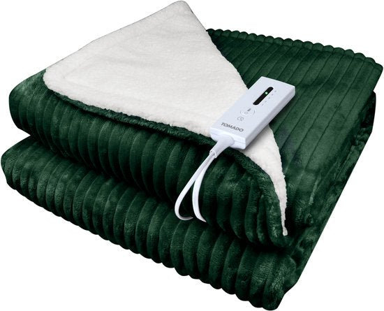 Tomado TEB1804G – Elektrische Tagesdecke – Überwurfdecke – Heizdecke – Superweiches Fleece – 180 x 130 cm – Grün
