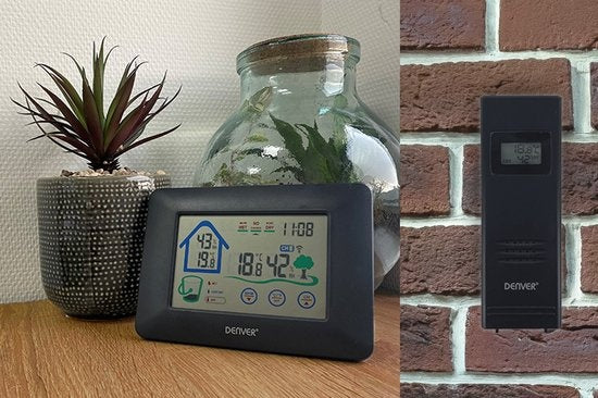 Denver WS-520 - Wetterstation - Innen und Außen - Misst Temperatur - Luftfeuchtigkeit - Schwarz