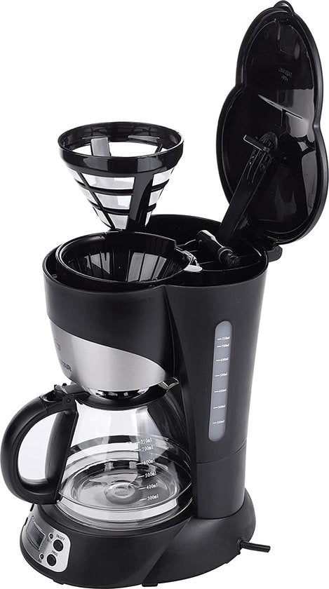 Tristar Kaffeemaschine CM-1235 – Filterkaffeemaschine 750 ml – Für den Campinggebrauch geeignet – Digitale Anzeige und Timer-Funktion – Glaskanne, herausnehmbarer Kaffeefilter – 7 Tassen – Schwarz