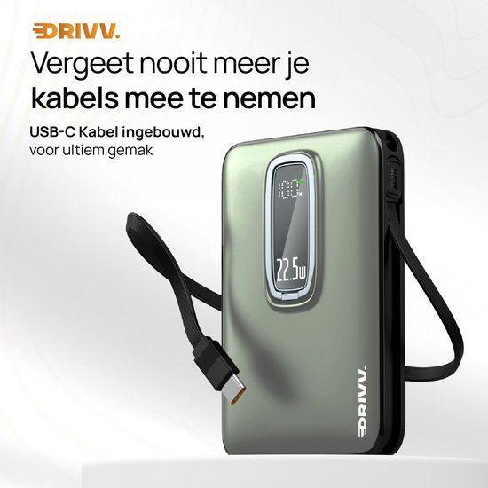 Powerbank 10.000 mAh, MagSafe-kompatibel, mit USB-C-Kabel – 3-in-1-Design – 22,5 W kabellose Powerbank – inklusive 60-W-Ladekabel – Schnellladefunktion – USB & USB-C – Schwarz –