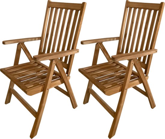 AXI Nuria Teak verstellbare Gartenstühle – Klappbare Gartenstühle aus Holz – 5 Positionen – 2er-Set – 100 % Teakholz – Tragkraft 180 kg – Garten, Terrasse oder Balkon