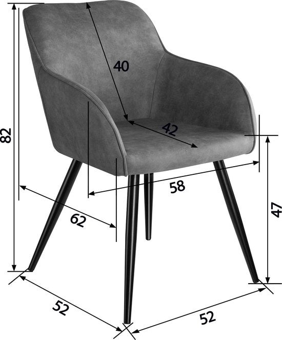 tectake - Stuhl Marilyn Stoff grau/schwarz SKU: 403666