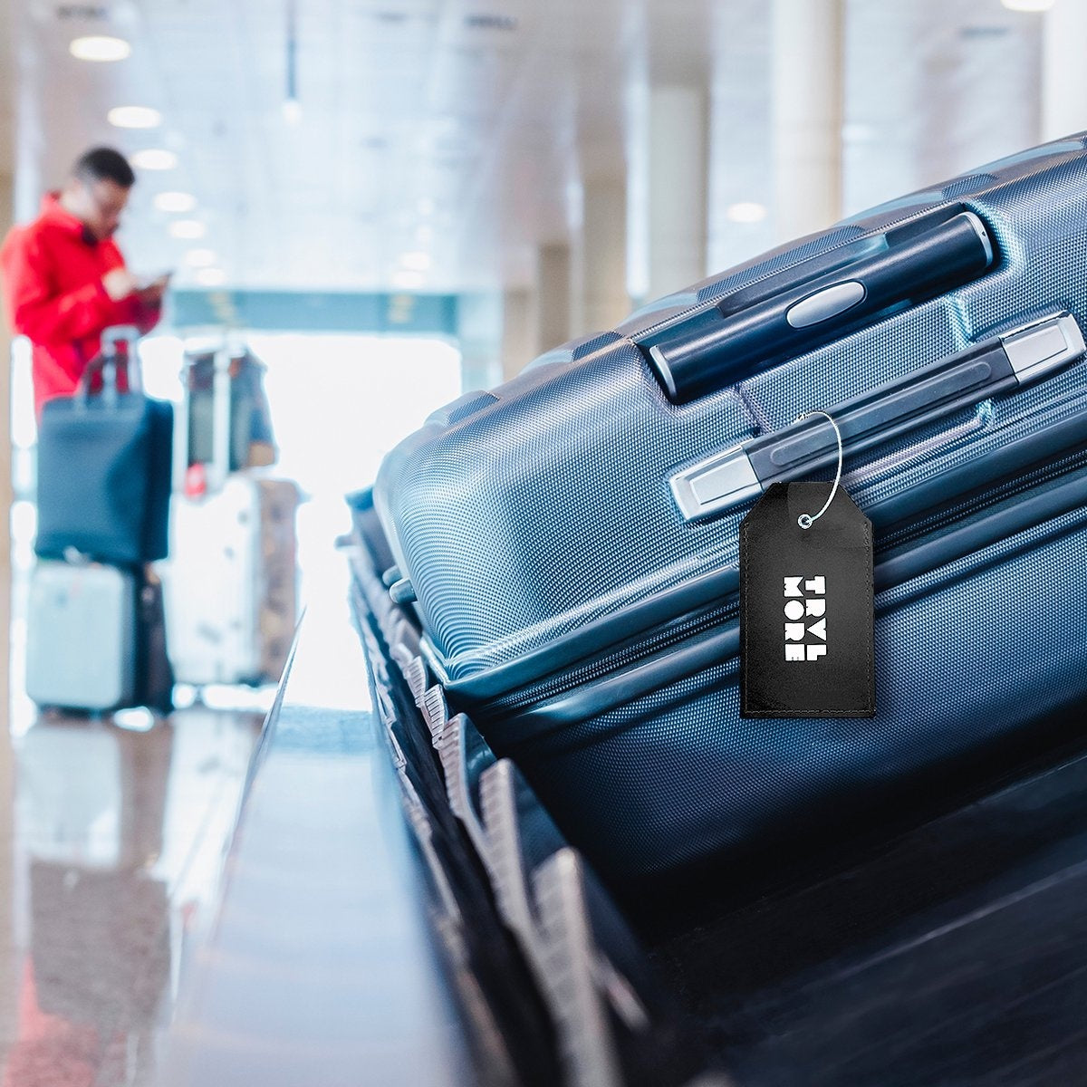 TRVLMORE Gepäckanhänger - Leder - Für Koffer und Taschen - 4 Stück - Schwarz