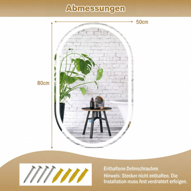 Coast LED-Badezimmerspiegel – 80 x 50 cm – dimmbar – beschlagfrei – Silber