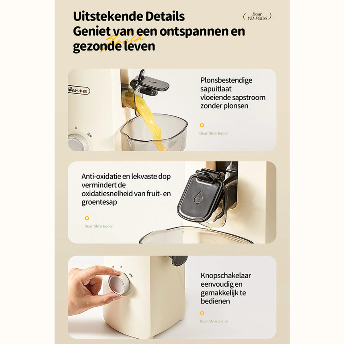 Bear Slowjuicer mit 80-mm-Einfüllöffnung – Entsaften ohne Schneiden