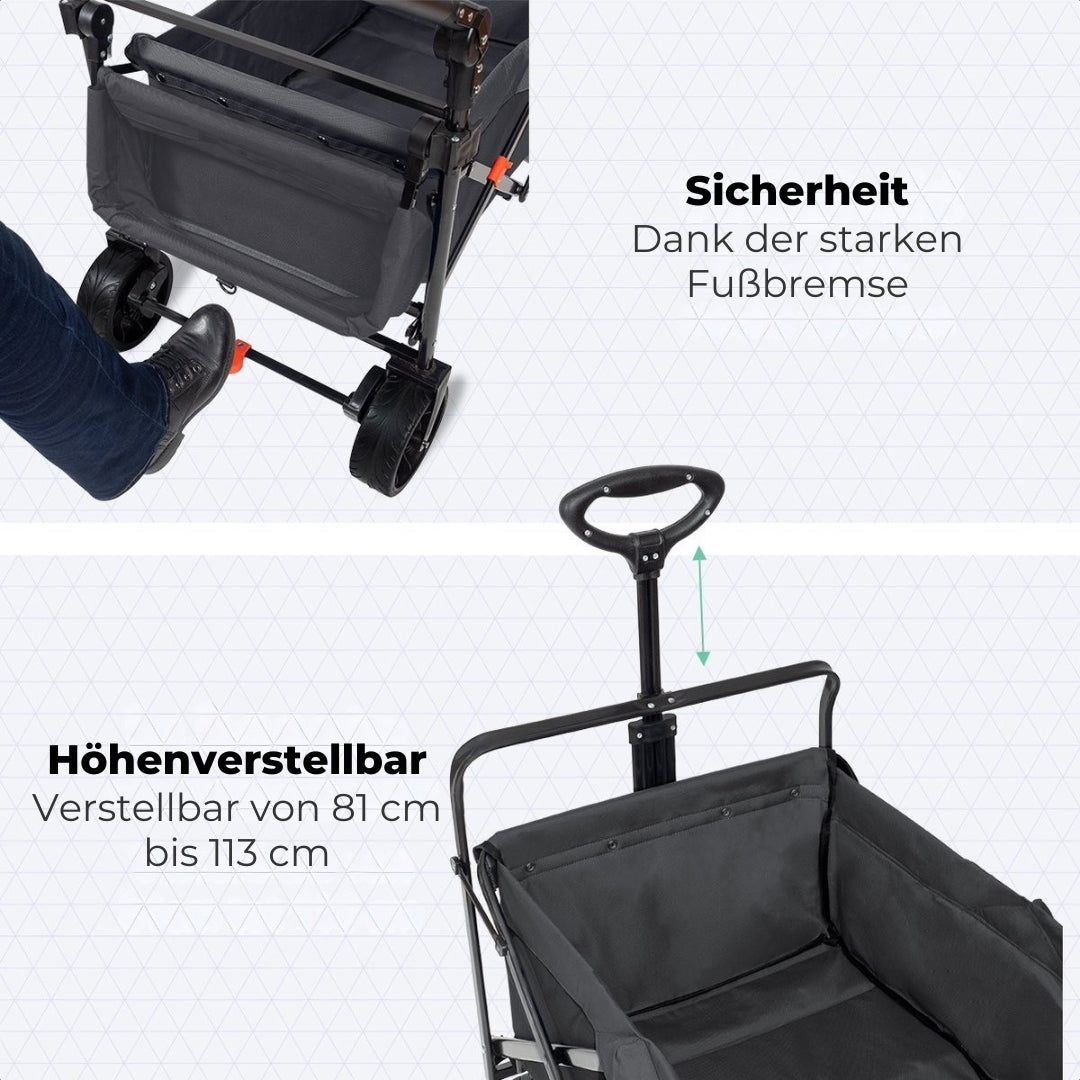 LifeGoods Wagon - faltbar - bis zu 120KG - 90L - waschbares Polyester - 120x80cm - Grau