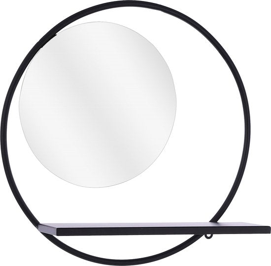 Mica Decorations Phoenix Wandspiegel - B11 x Ø39 cm - Metall - Schwarz