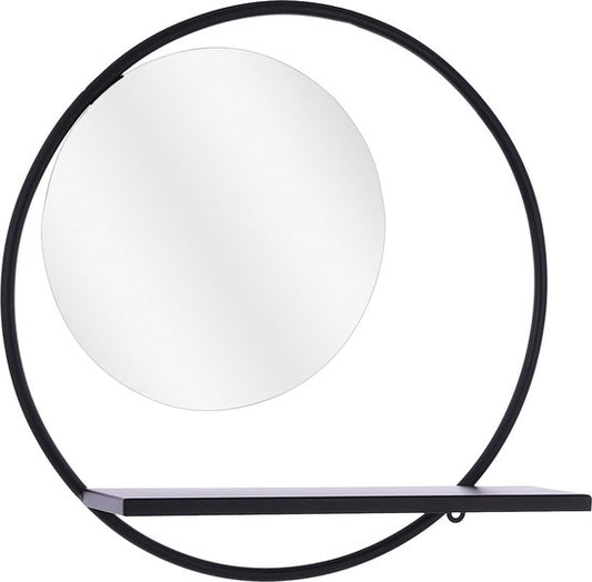 Mica Decorations Phoenix Wandspiegel - B11 x Ø39 cm - Metall - Schwarz