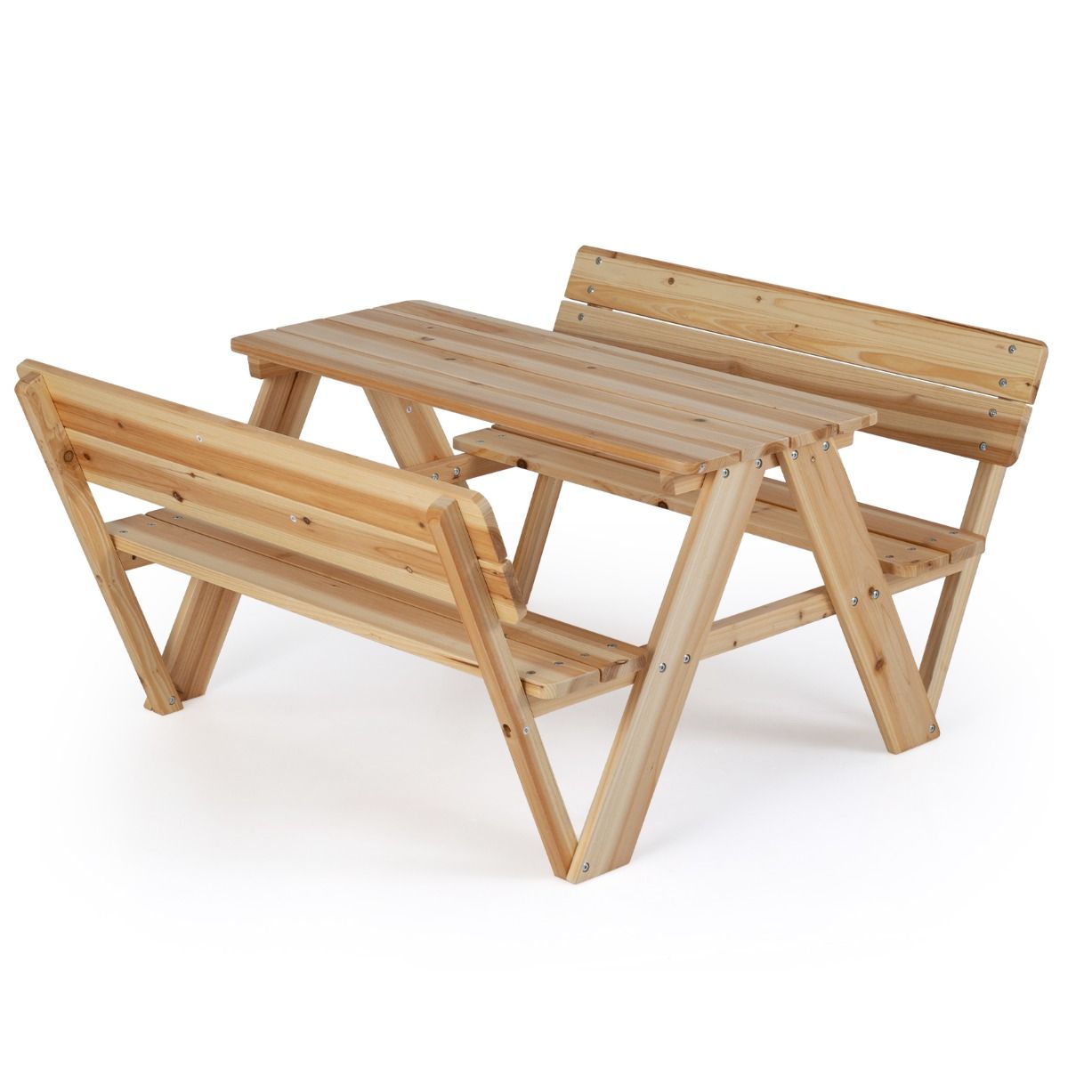 Coast Kinderpicknicktisch – Kleinkindertisch und Sitzbank-Set aus Holz – mit Rückenlehne – naturfarben